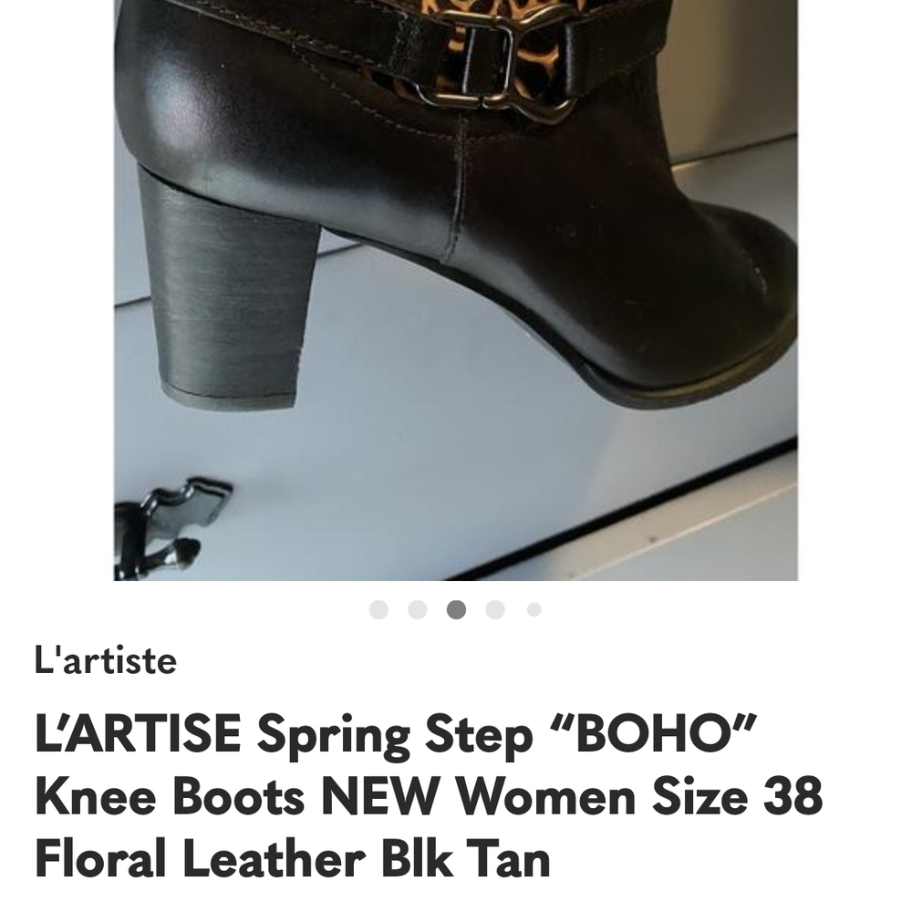 L'ATISTE Black Leather Heeled Boots - Picture 2 of 6